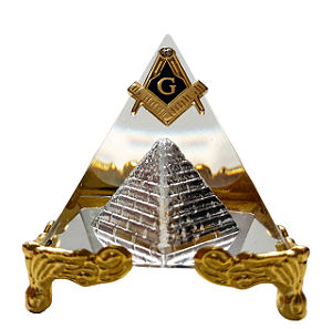 Enfeite de Vidro Pirâmide com Símbolo Maçom 5 cm