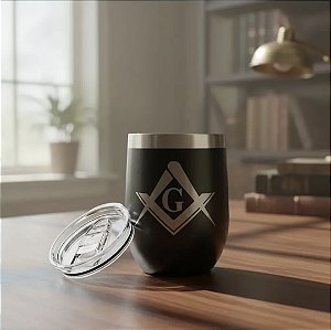 Copo Térmico 360ml Gravação Símbolo Maçonaria Esquadro e Compasso