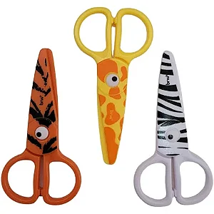 tesoura escolar plastica 13cm zoo brw