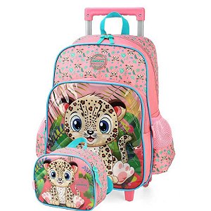 mochila com rodas onça salmao