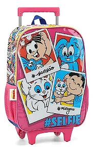 Mochila com rodas turma da monica pink