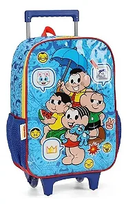 Mochila com rodas turma da monica azul