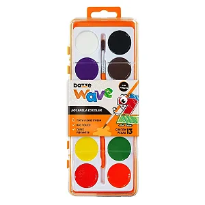 Aquarela escolar  bazze wave c/12 cores  + pincel