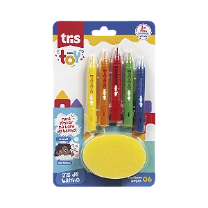 Giz de Banho Tris Toy Cart 5un + Esponja