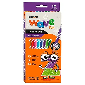 Lápis de Cor Decorado Bazze Wave Sextavado