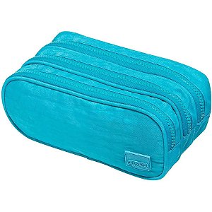 Estojo - Nylon - 3 Zipers - verde Agua Brw