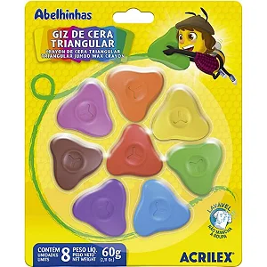 Giz de Cera Triangular 8 cores Acrilex
