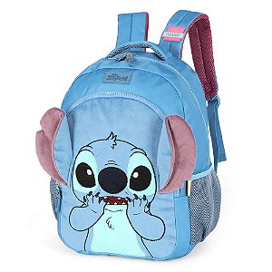 Mochila Costas Pelúcia Stitch Azul