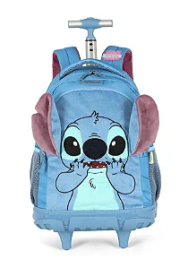 Mochila Carrinho Pelúcia Stitch Azul