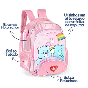 Mochila Costas Ursinhos Carinhoso Rosa Luxcel