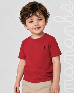 Camiseta Infantil Ralph Lauren Sólida Vermelha