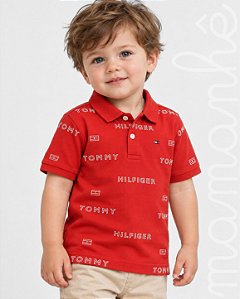 Camiseta Polo Infantil Tommy Hilfiger Monogramada
