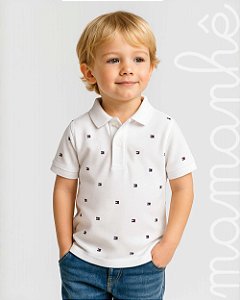 Camiseta Polo TH Flags Branca