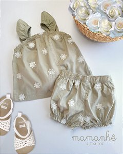 Conjunto com Shorts 2 Peças Verde Oliva
