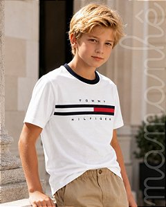 Camiseta Infantil Tommy Hilfiger Flag Branca