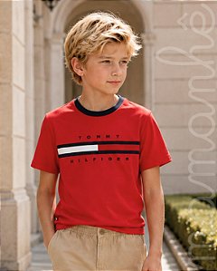 Camiseta Infantil Tommy Hilfiger Flag Vermelha