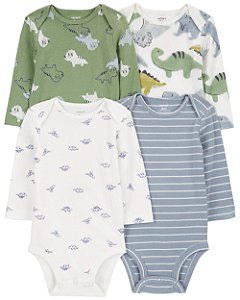 Kit Body Manga Longa Baby Dinos