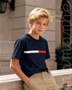Camiseta Infantil Tommy Hilfiger Flag Marinho