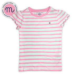 Camiseta TH Manga Curta com Babados Listrada New Rose