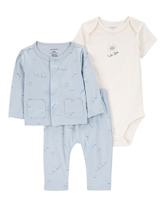 Conjunto 3 Peças Com Cardigan Aviões Blue