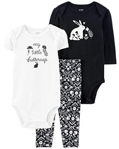 Conjunto 3 Peças Body e Calça Bunny Black