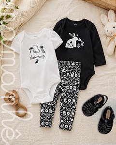 Conjunto Bebê Carters 3 Peças Bunny Black