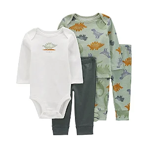 Kit 4 Peças Body e Calça Dinossauros