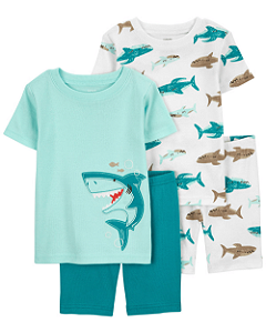 Kit Pijama Infantil 4 Peças Tubarões