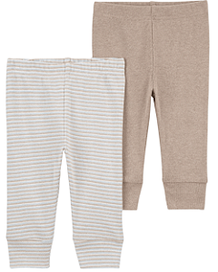 Kit Calça Bege/ Listrado