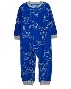 Macacão Pijama Fleece Alces Blue