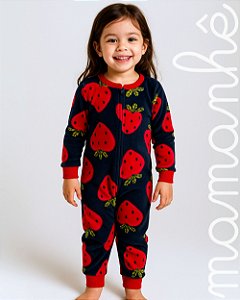 Macacão Pijama Infantil Carters Fleece Strawberries