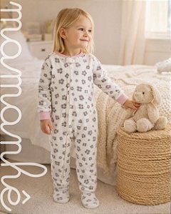 Macacão Pijama Fleece Cat Print