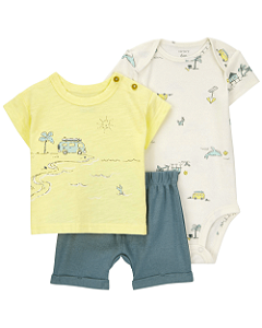 Conjunto com Shorts 3 Peças Dia de Praia