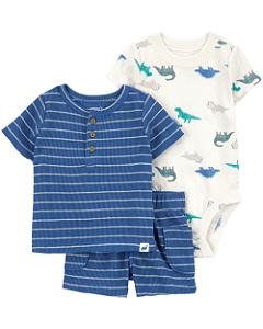 Conjunto Verão Bebê Menino Dinossauros Azul Carters