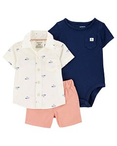 Conjunto Verão Bebê Menino Camisa Nautico Carters