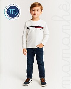 Camiseta Infantil Tommy Hilfiger Flag Branca