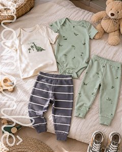 Kit Carters 4 Peças Body e Calça Dinolândia