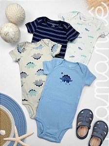 Kit Body Carters Manga Curta Dinos Blue