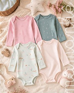 Kit Body Carters Manga Longa Floresta Encantada
