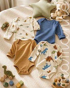 Kit Body Carters Manga Longa Jurassico