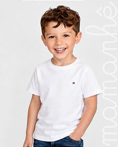 Camiseta Infantil Tommy Hilfiger Sólida Branca