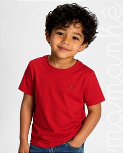 Camiseta Infantil Tommy Hilfiger Sólida Vermelha