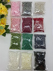 Perola ABS Furo Passante 6mm Colorida com 50 Gramas