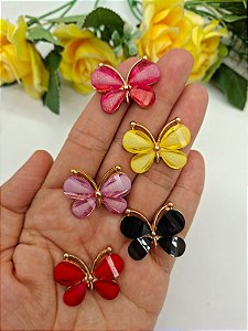 Aplique de Metal Borboleta Luxo 3cm com 1unidade