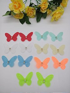 Borboleta Voal 35x55mm em Poliéster com 2 unidade da mesma cor.