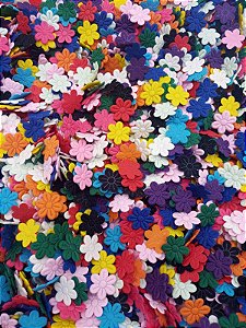 Mix de Mini Flor Prensada 2cm Colorida Poliéster com 100 Unidades