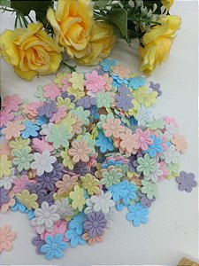Mix de Mini Flor Prensada 2cm CORES CANDY Poliéster com 100Uni
