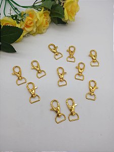 Fecho Mosquetão com Base Reta Dourado com 2 unidade (Tamanho 3,8cm).