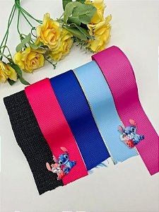 Kit de Fita n9 Stich com 5 Metro (1mt de cada cor) + 2 apliques.