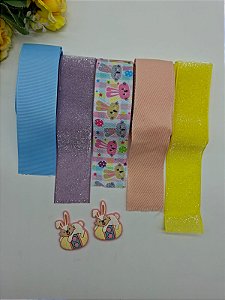 Kit de Fita n9 PASCOA com 5 Metro (1mt de cada cor) + 2 apliques